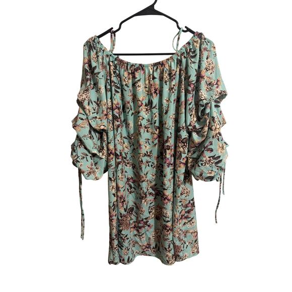 easel Dresses & Skirts - Easel Women's Cold Shoulder Blue Floral Spring Dress NWT